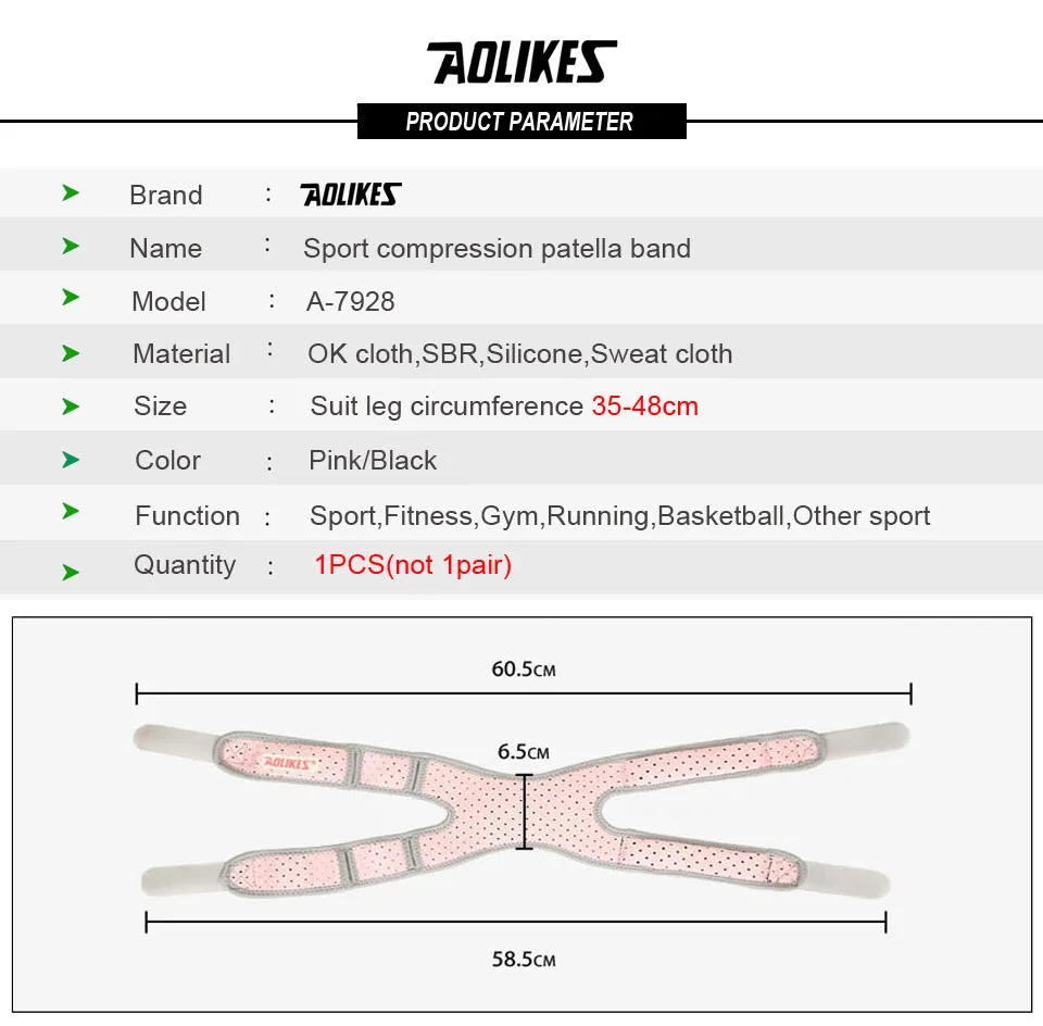 AOLIKES 1 шт. спортивный наколенник двойной пателлар Колено Надколенник Поддержка для сухожилий ремень подкладка со стяжкой протектор открытый наколенник ремешок