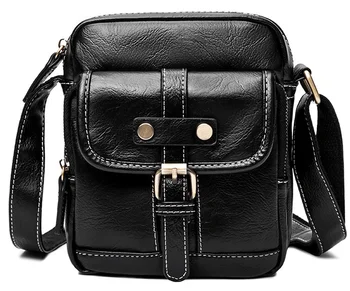 

Personality Men PU Leather Small Shoulder Bag Easy-to-carry Mens Casual Mini Briefcase Chic Commuter Bags Bolso Hombre D821