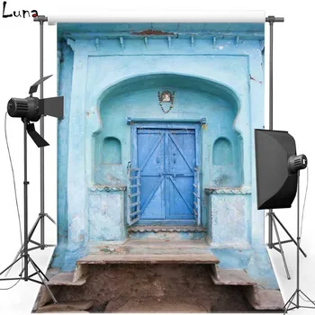 

MEHOFOTO Retro Door Vinyl Photography Background For Wedding Blue Wall New Fabric Polyester Photo For Photo Studio F2549
