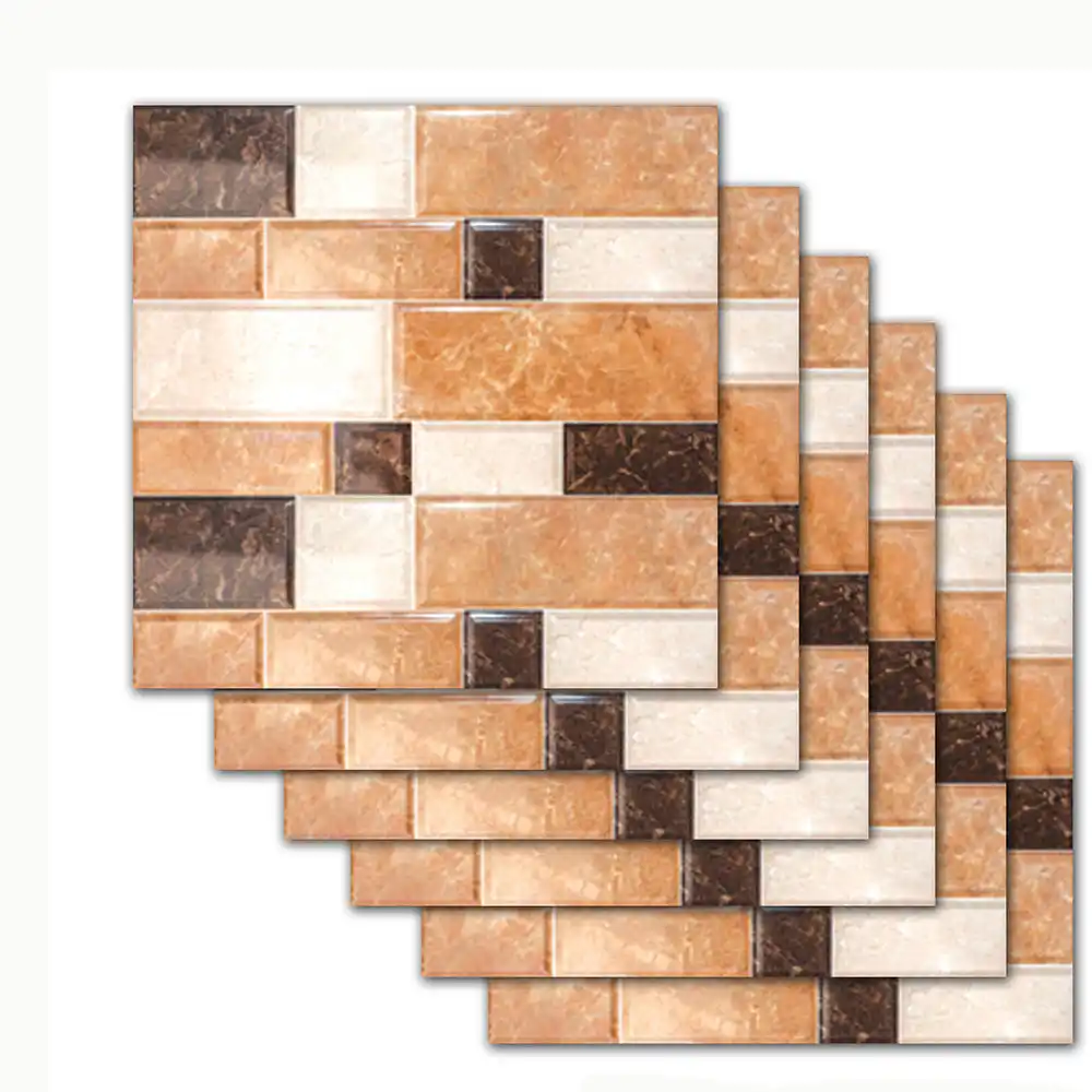 6 Unids Set Marmol Diseno De Ladrillo Azulejo Piso Pared Pegatina