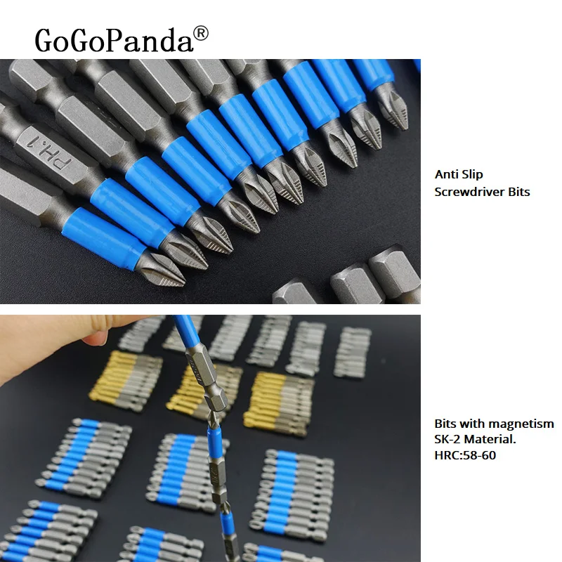 10Pcs/Lot 50mm GCr15 Pozidrive Bits Hex Shanked Anti Slip Screwdriver Bits Magnetic Single Head PZ1 / PZ2 / PZ3