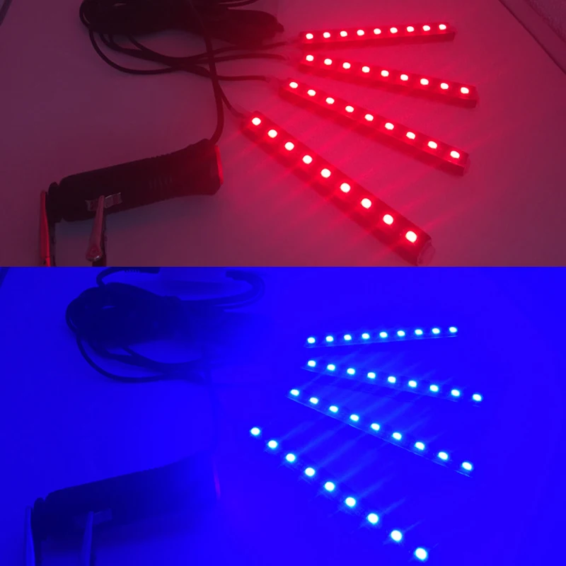 4 шт. автомобиль RGB Светодиодные ленты 9 SMD 5050 6 Вт пол салона автомобиля Декоративные Атмосфера полосы Авто путь пол свет удаленный Управление 12 В