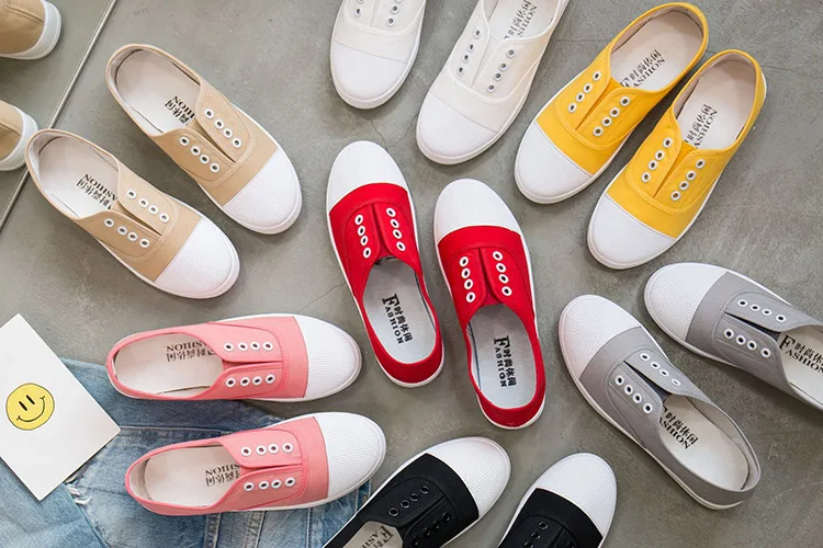 Adult canvas casual shoes woman flats 2019 solid comfortable flat with sneakers women shoes slip-on ladies shoes women sneakers (20)