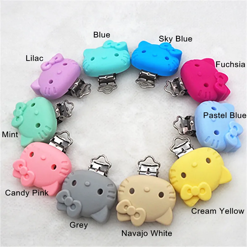 Chengkai 10 шт. силиконовые hello kitty грызунок с котом зажимы DIY Детские пустышки пустышка животное пустышка для младенца игрушка цепи клипсы BPA бесплатно
