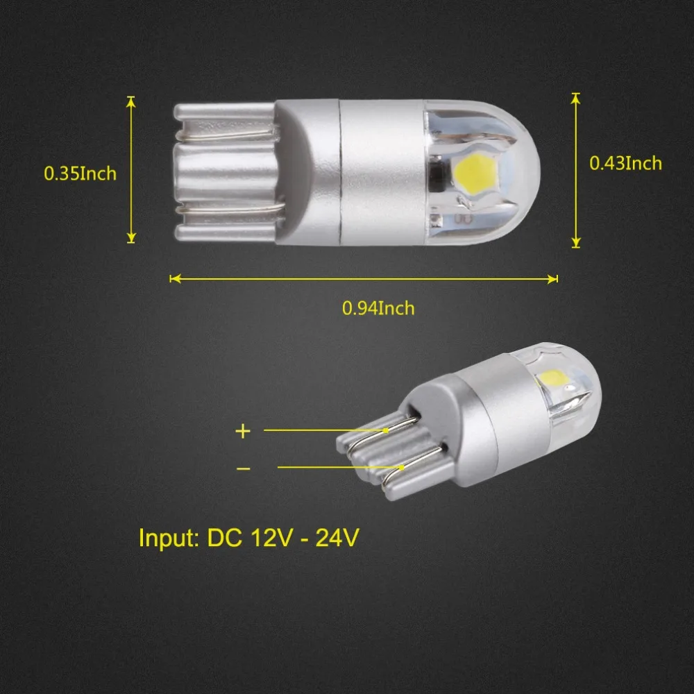 2 шт T10 W5W Светодиодная Лампа 194 168 автомобильная лампа для чтения сигнала поворота светильник номерного знака 6000K белый красный желтый синий 12V авто