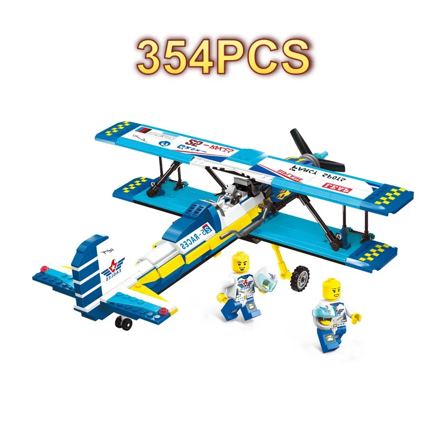 

3D Assemble Biplane Show Aircraft Plane Building Blocks Educational Children DIY plane Model Bricks Compatible Legod Toys Gifts