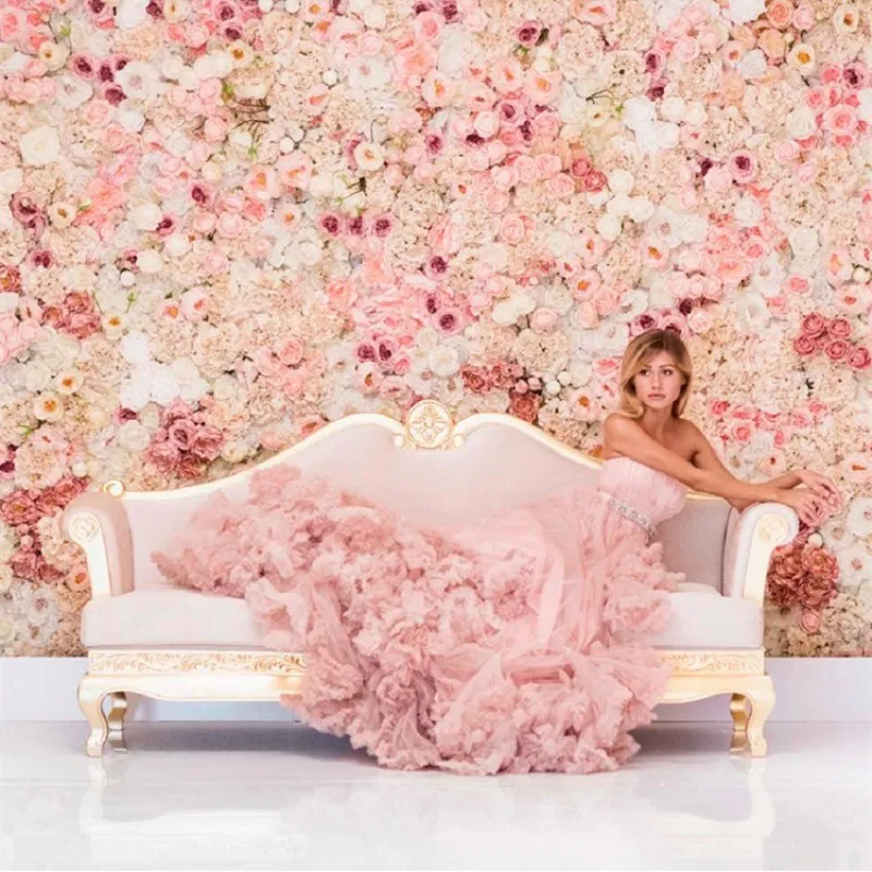 

New 40X60cm Artificial Silk Flower Wall Panel White Flowers Hydrangea Wedding Decoration Wedding Party Backdrop Decor 12pcs/lot