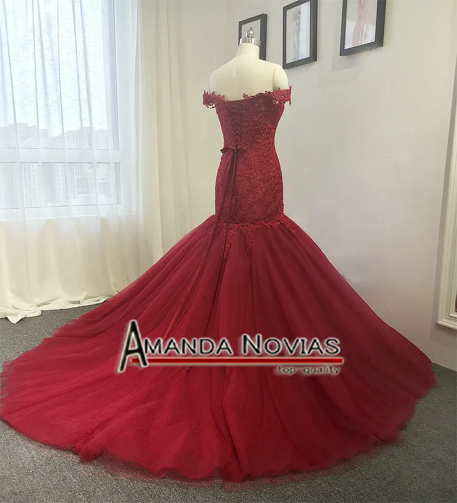 Красное свадебное платье новая модель Русалка, кружева, свадебная одежда