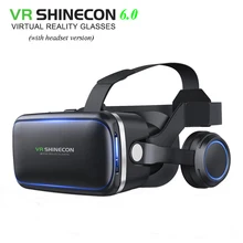 VR Shinecon 6.0 3D glasses Virtual Reality goggles google Cardboard VR BOX 2.0 VR headset with headphones gampad For smartphone