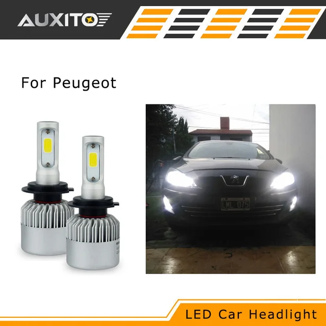COB LED Car Headlight High Low Beam Bulb Headlamp For Peugeot 307 206