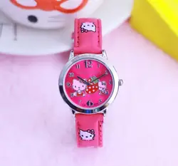 Милый рисунок «Hello Kitty» часы девушка прекрасный мультфильм Смотреть Дети часы кожа кварцевые часы детские часы подарок час montre enfant