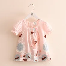 Коллекция года, летняя детская одежда для девочек платье-рубашка с короткими рукавами для маленьких девочек с вышивкой и буфами на рукавах