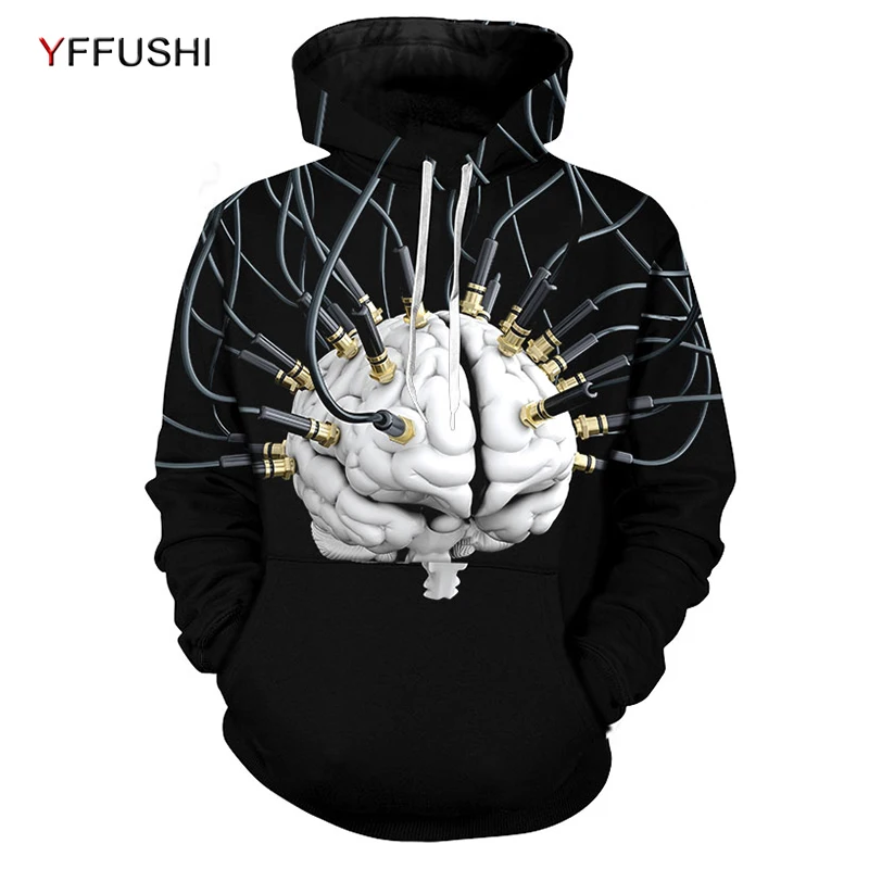 YFUSHI 2018 управление мыслями для мужчин Толстовка пуловеры для женщин модные мужские/женские 3D принт с капюшоном пуловеры