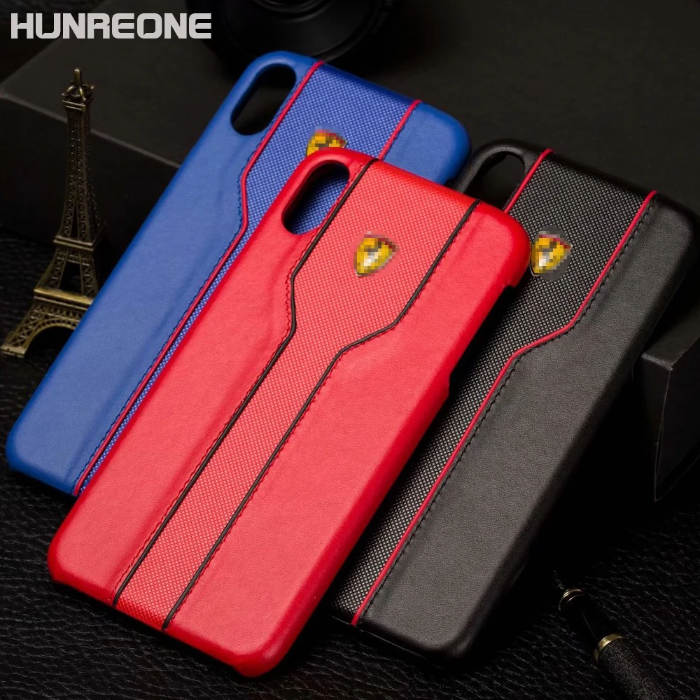 

Hunreone Luxury Car Design PU Leather Cover Protection Case For iPhone 6 6S Plus 7 7 Plus For iPhone 8 8 Plus X XS XS Max XR