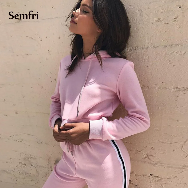 Semfri Tracksuit Set Women 2pcs Hoodie Sweatshirt Crop Top Hoodies+Side Stripe Pants Winter Autumn Clothing Suits Activewear Semfri Tracksuit Set Women 2pcs Hoodie Sweatshirt Crop Top Hoodies+Side Stripe Pants Winter Autumn Clothing Suits Activewear