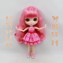 Кукла Обнаженная BL1050, шарнирное тело с челкой/бахромой, розовые волосы, игрушка в подарок, bjd blyth кукла 30 см 1/6