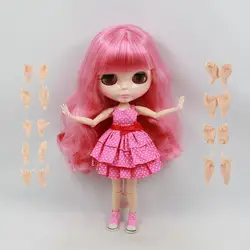 Обнаженная кукла BL1050 совместное тело с челкой/бахромой розовые волосы игрушка в подарок bjd Блит 30 см 1/6