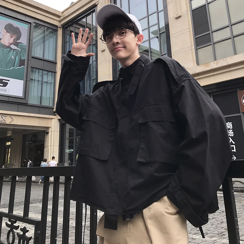

Fashion Casual Men's Jacket Spring Autumn New M-XL Solid Color Loose Top Jacket Black Army Green Personality Youth Popular