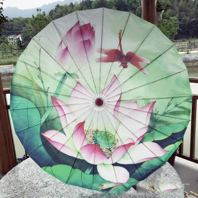 Китайский зонтик из масляной бумаги, Бамбуковая белая бумага, зонтик ручной работы, традиционный Древний зонтик, стиль, распродажа - Цвет: Зеленый