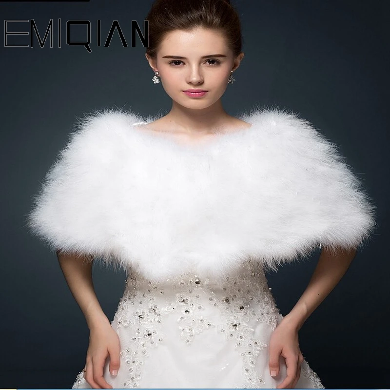 

Luxurious White ivory Faux Fur Boleros wedding bride jacket shrug bolero coat bridal party shawls