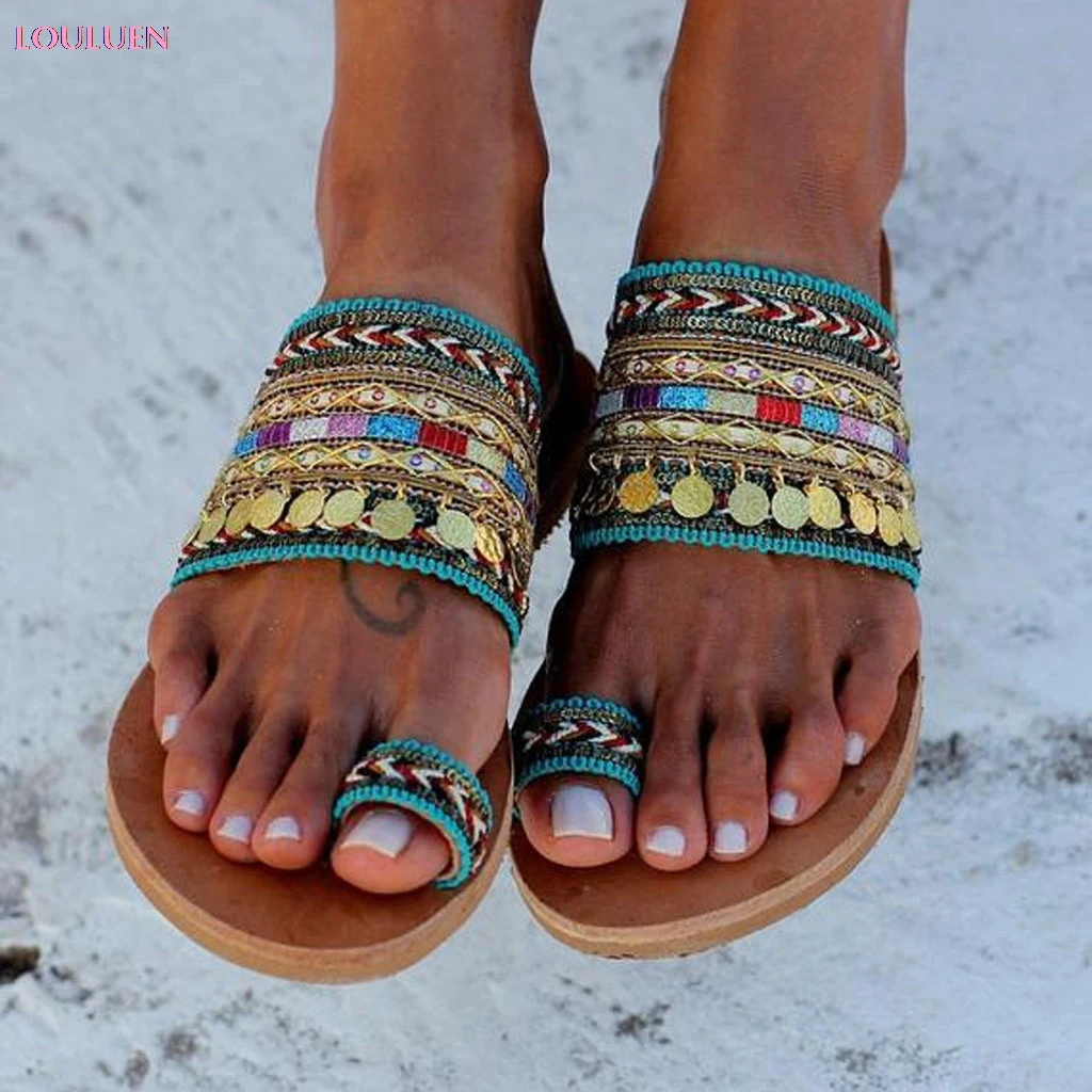boho flip flops