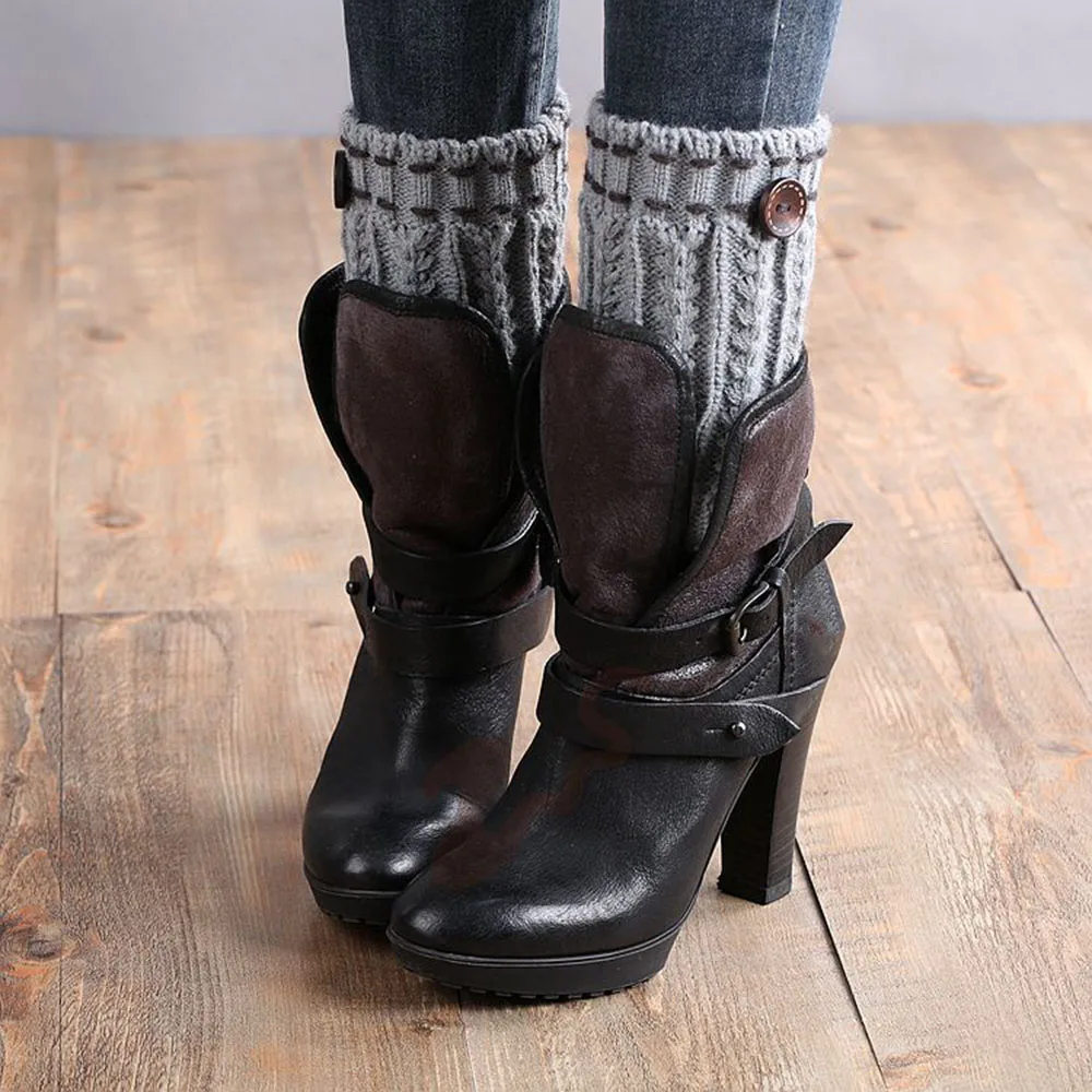 Женские модные зимние гетры на пуговицах в горошек вязаные носки