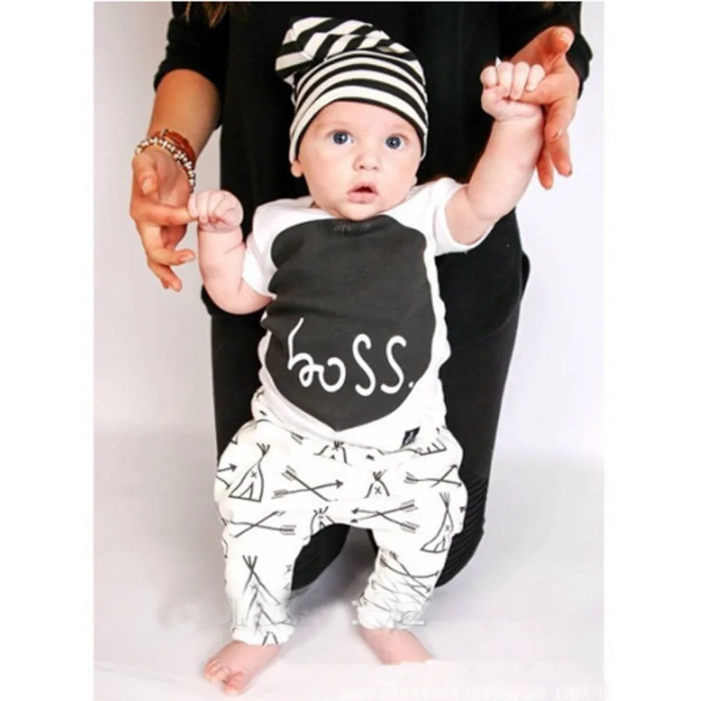 Summer Baby Boys Girls Clothes boss Cotton Cute Little Monster Newborn