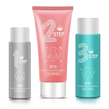 

3pcs/set Nose Blackhead Remover Mask Acne Remover Shrink Pore Cleaner Mask Moisturizing Skin Care Cream Set