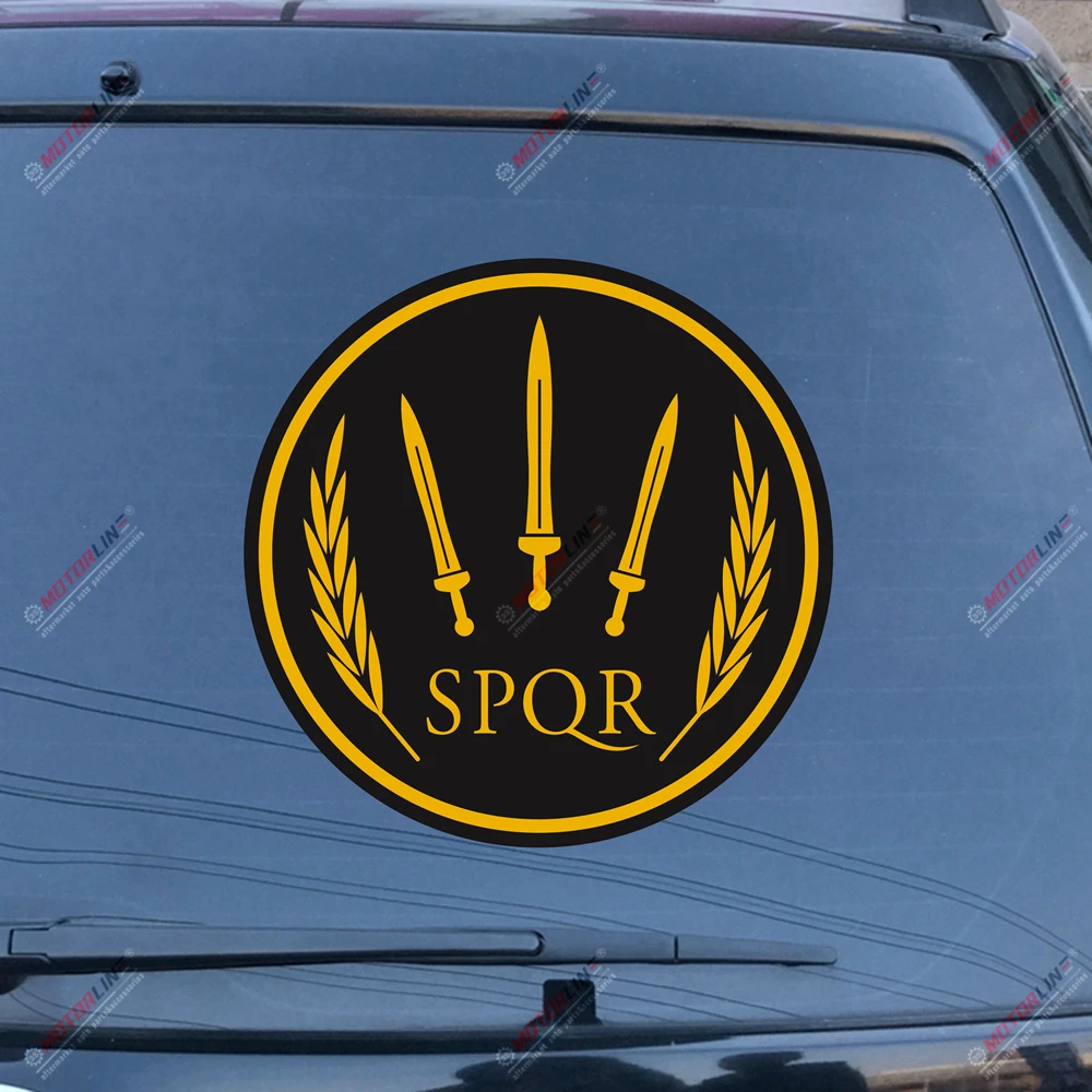 

SPQR Ancient Rome Sword round Decal Sticker Car Vinyl Reflective Glossy pick size