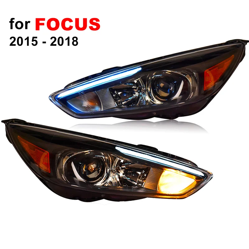 Headlight Assembly for Ford Focus 2015 2016 2017 2018 Left and Right side with LED DRL Running