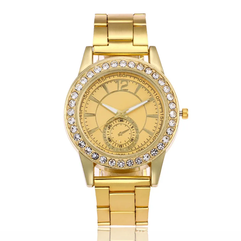 

2017 Women 's Watches Golden Crystals Ladies Quartz Wristwatches Luxury Diamonds Ladies Bracelet Watches Clock relogio feminino