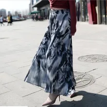 Модная летняя Гибкая эластичная юбка миди с высокой талией, плиссированная шифоновая юбка для женщин, винтажные женские юбки с цветочным рисунком, saia