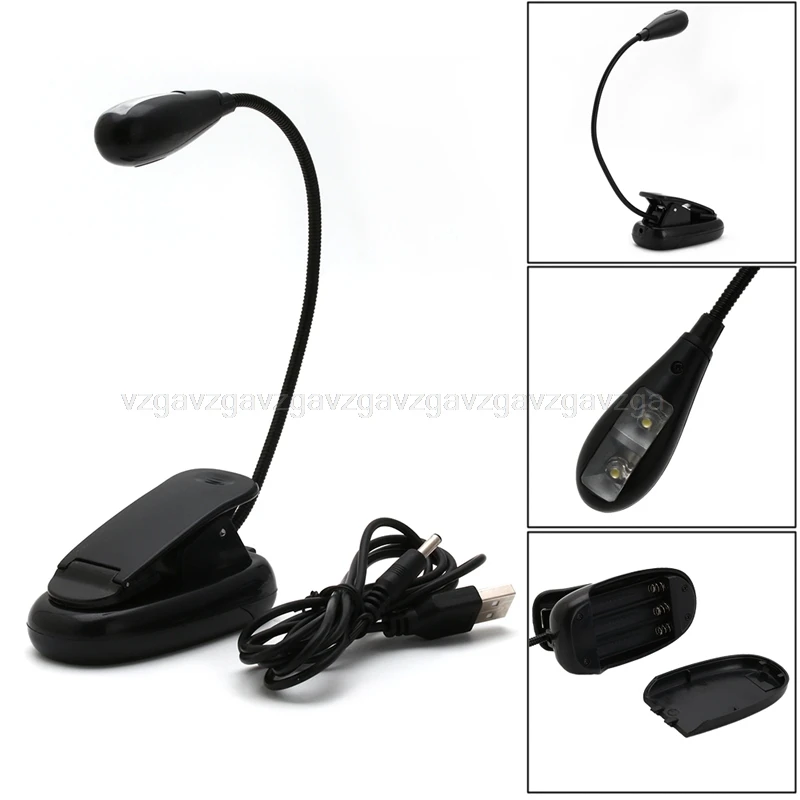 

Flexible Single Arm 2 LED Lamp Clip On Light For Book Reading JUL16 dropshipping
