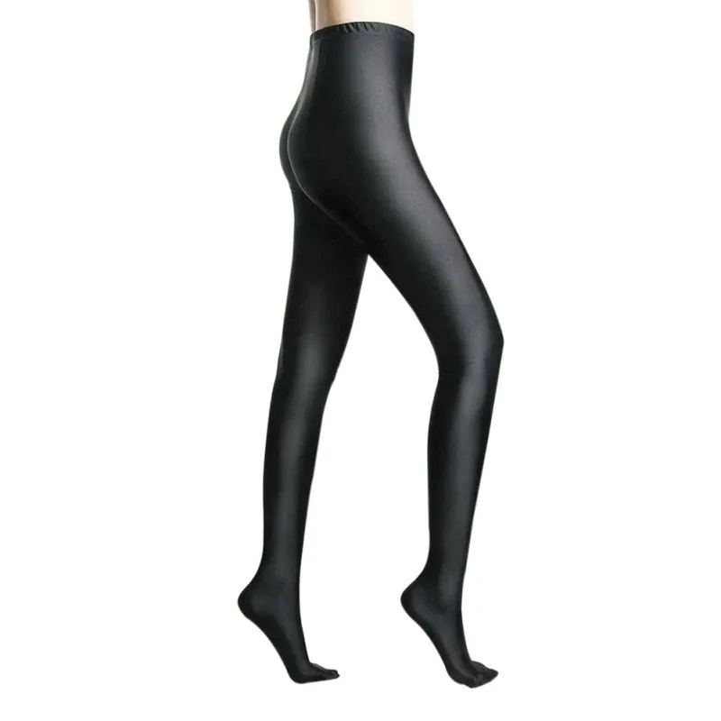 Новые женские блестящие черные леггинсы, штаны с высокой талией, формирующие штаны, леггинсы, Chinlon, высокие эластичные леггинсы L2