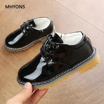 

MHYONS Children Leather Shoes Boys Girls Fashion Waterproof Casual Shoes PU Leather Fashion Uniform Shoes Soft Sole Sneakers