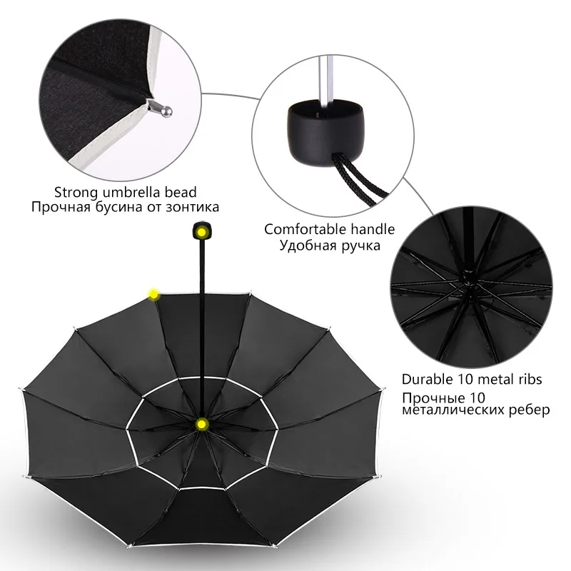 110 см Большой качественный Зонт от дождя женский мужской ветрозащитный зонт деловой мужской женский классический 3 складной большой зонт уличный зонт