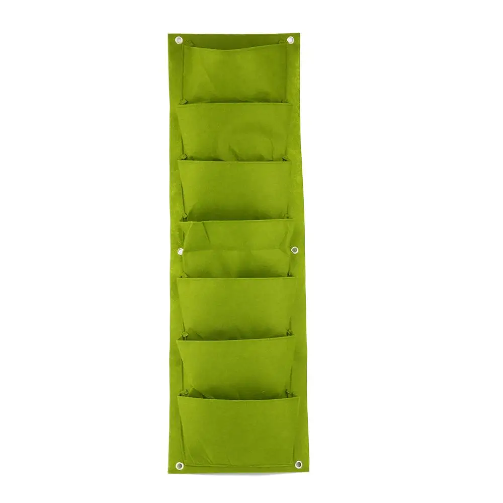 96*30cm Green Vertical Garden Planter Wall-mounted Planting Flower Grow Bag 7 Pocket Vegetable Living Garden Bag Home Supplies