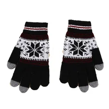 Популярный Теплый Зимний Снежинка полный палец толстая шерсть вязаный сенсорный экран для женщин перчатки