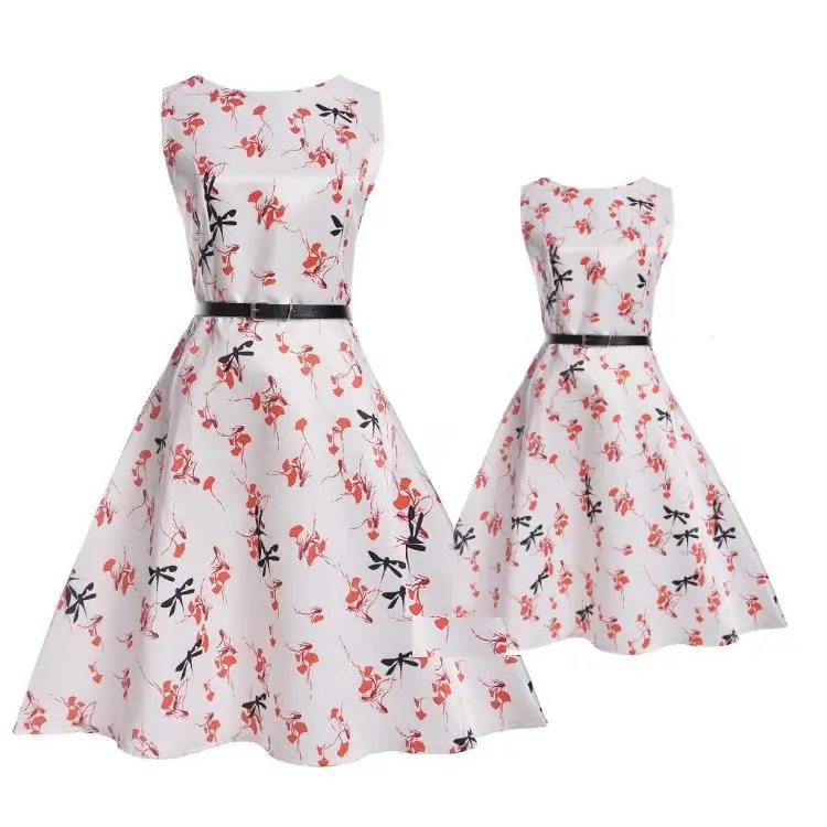 

family matching clothes mother daughter dresses big sister little sister baby girl fashion summer clothing print floral casual