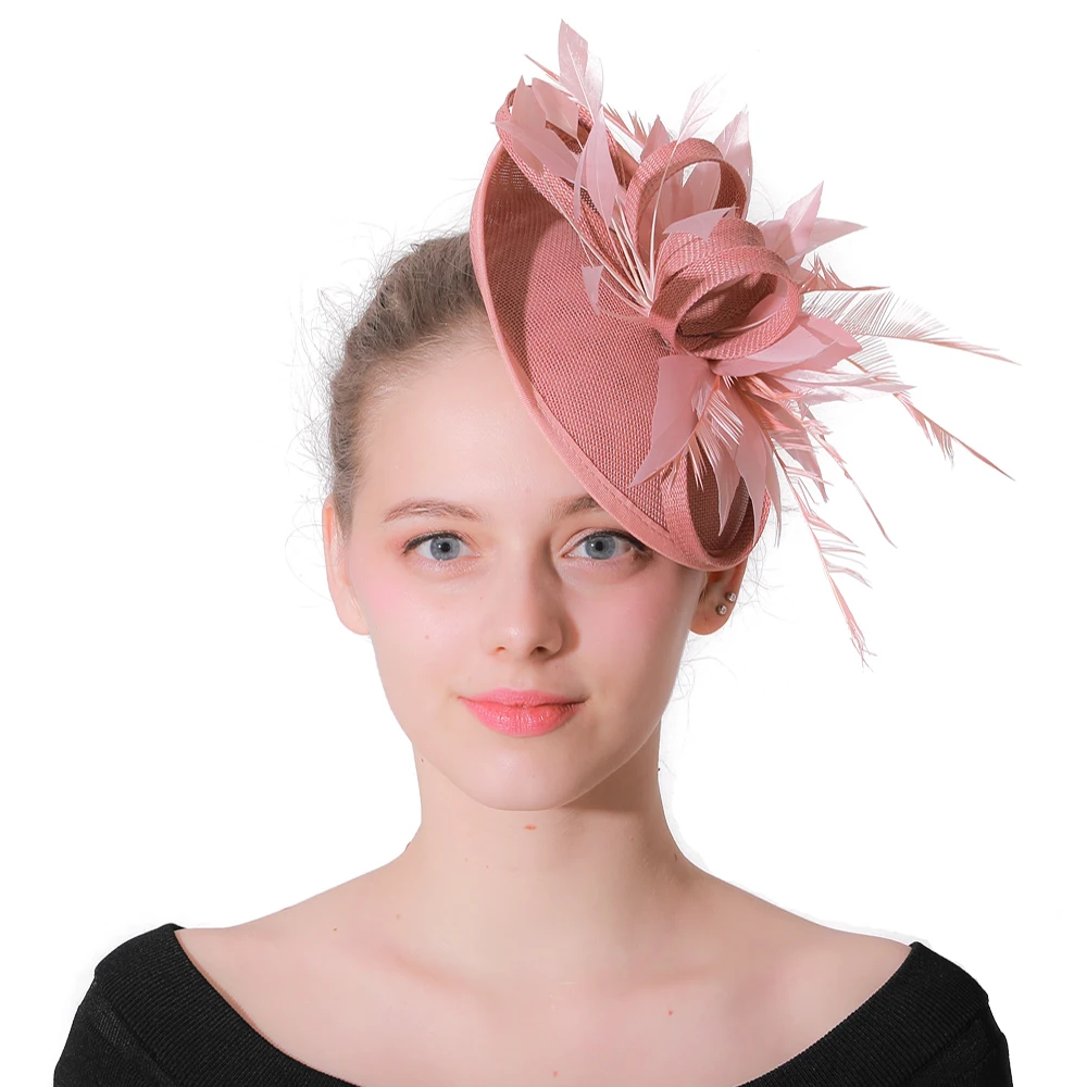 

Womens Ladies Fushcia Feather Felt Jazz Fedora Hats Fashion Women Trilby Panama Gambler Fascinator Hat Carnival Cap Prom Hat