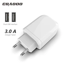 Двойная 3 А Быстрая зарядка usb быстрая зарядка для мобильных телефонов с европейской вилкой QC3.0 USB зарядное устройство адаптер для iPhone x xr samsung S9 Xiaomi huawei