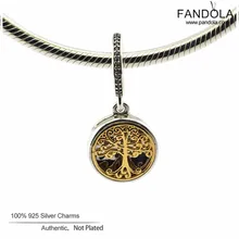 FANDOLA Berloque Charms 100% 925 Sterling Silver Family Roots Tree Dangle Beads for Jewelry Making Fits Diy Beads Bracelets