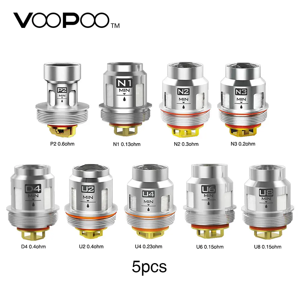 5 шт VOOPOO UFORCE катушки с 0.4ohm/0.23ohm/0.13ohm/0.4ohm/0.15ohm глава катушка для UFORCE/UFORCE T1 танк катушки VS IJOY X3 катушки