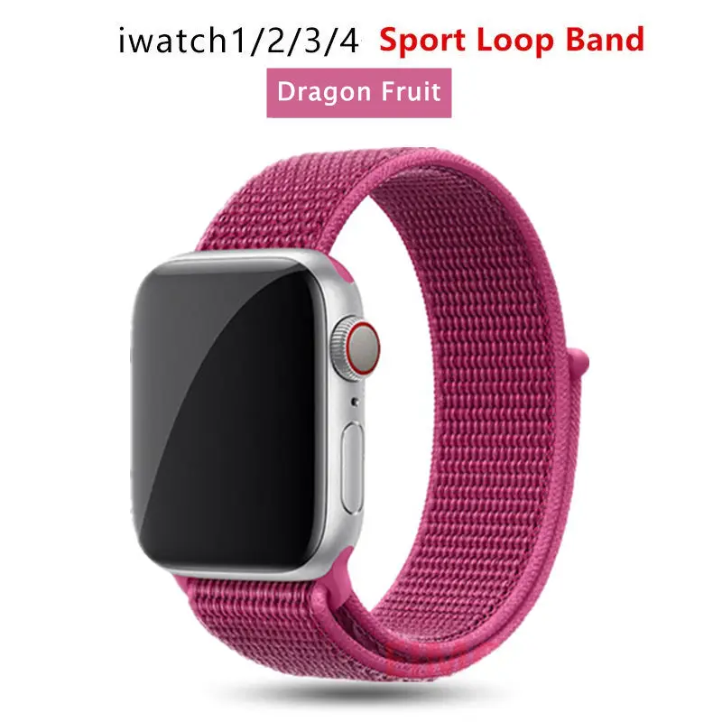 Нейлоновый ремешок для Apple Watch 42 мм 38 мм iWatch 4 ремешка 44 мм 40 мм Браслет спортивная петля ремешок для часов ремень для часов дышащий 5 4 3 2 1 - Цвет ремешка: NEW Dragon Fruit