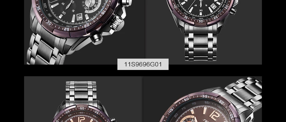 SINOBI хронограф классические роскошные деловые мужские часы полностью Стальные кварцевые часы мужские часы армейские военные наручные часы