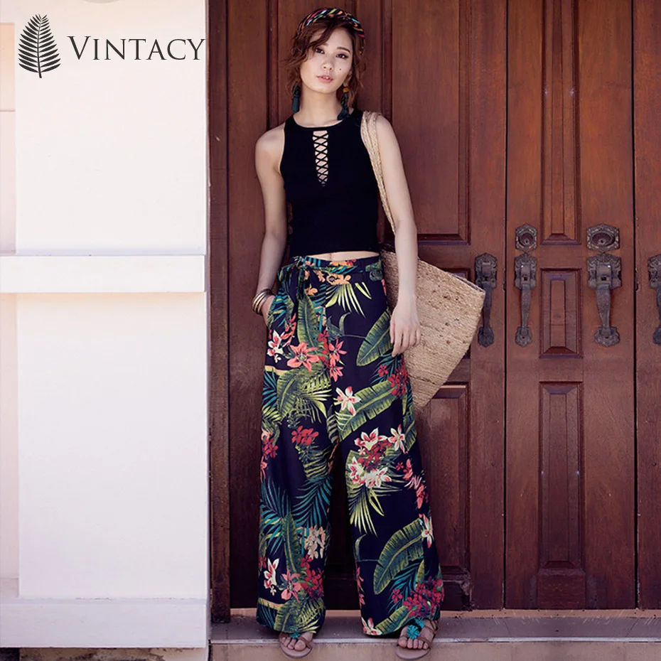 Vintacy Dark Blue 2XL Vacation Thailand Trousers Large Yard Bohemia Wide Leg Pants Beach Trousers Travel Women Pants Vintacy Dark Blue 2XL Vacation Thailand Trousers Large Yard Bohemia Wide Leg Pants Beach Trousers Travel Women Pants