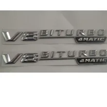 Chrome "V8 BITURBO 4matic" ABS Пластик багажник автомобиля количество букв эмблемы Стикеры для Mercedes-Benz AMG v8 BITURBO