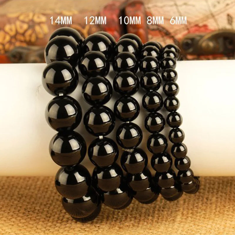 

Drop Shipping Natural Black Agate Beads Bracelet Lucky Amulet Sprinkle Jade Stone Bracelet For Women Men Gift
