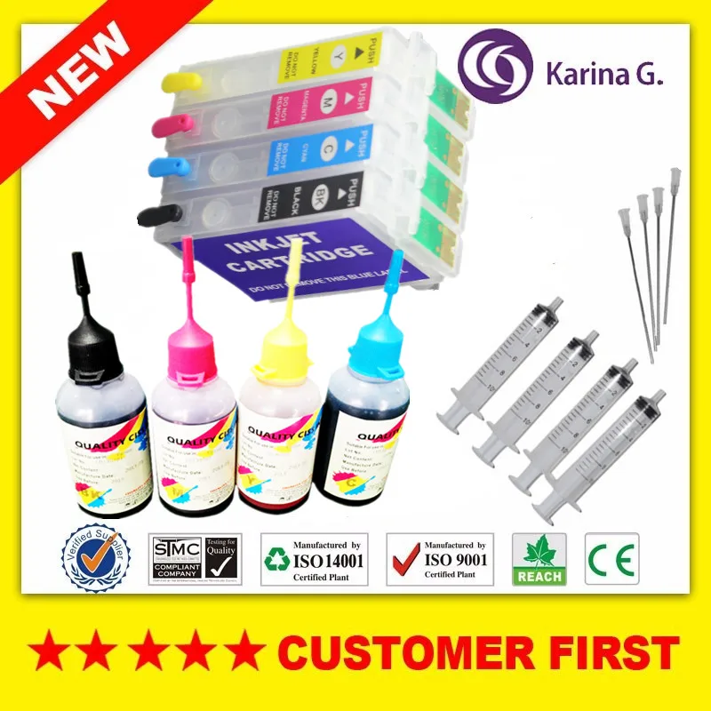 

4PCS Refillable Ink cartridge and 4 bottles 50ml Dye ink for T0921 for Epson STYLUS C91/CX4300 ptinter