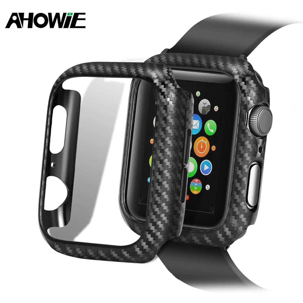 Ahowie умный протектор для часов чехол Apple Watch Series 4 3 2 1 бампер рамка из углеродного
